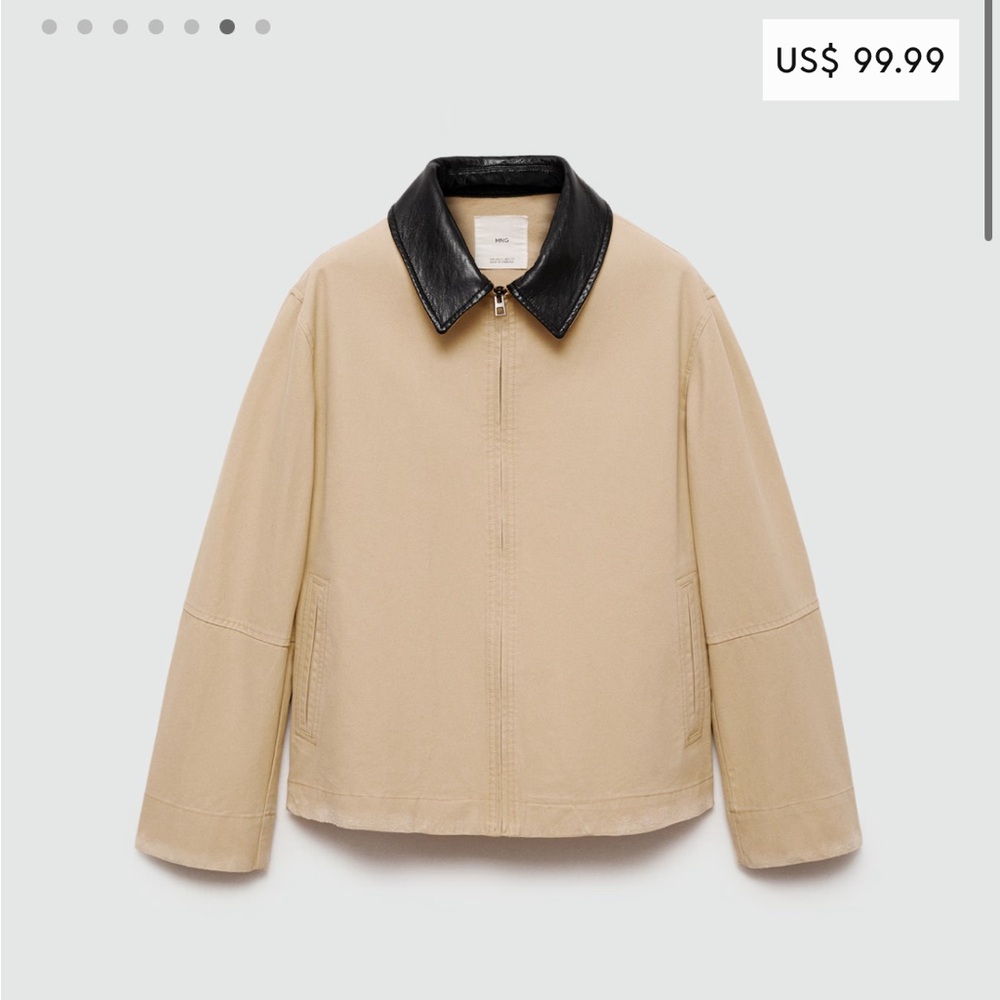 Mango contrast collar ecru jacket